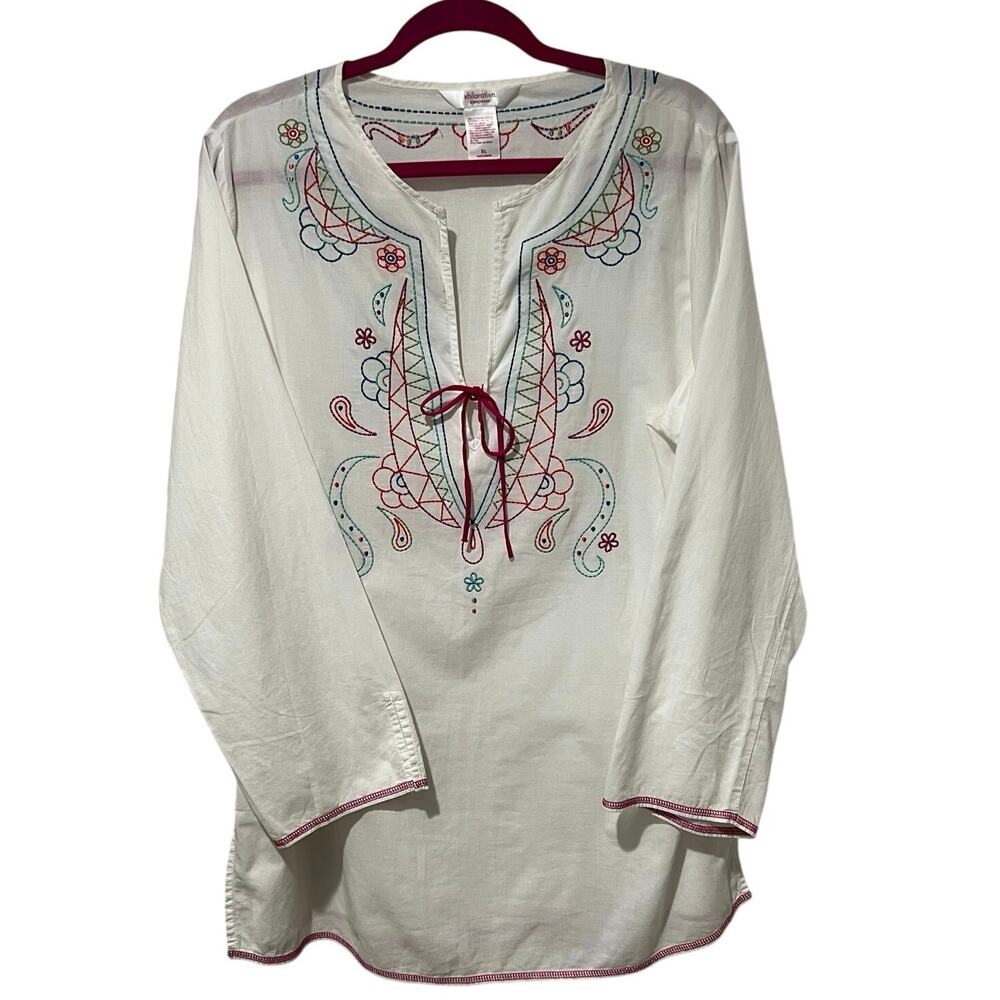 xhilaration Embroidered Tunic Sleepwear CoverUp Size XL Paisley Coastal
Boho